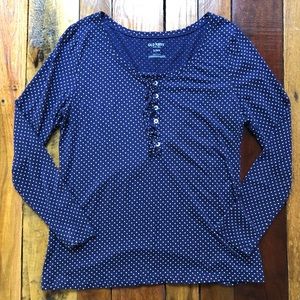 Old Navy Long Sleeve Diamond Polka Dot Shirt